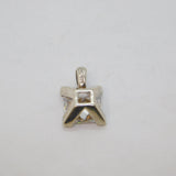 Sterling Silver Princess Cut Cubic Zirconia Sparkling Pendant Modern c1990s