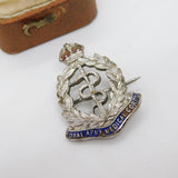 WWII-era Sterling Silver Enamel Royal Army Medical Corps Sweetheart Brooch