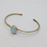 Sterling Silver Oval Synthetic Opal Cabochon Open Bangle Vintage c1970