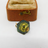 9ct Yellow Gold Green Murano Glass Charm Pendant Vintage c2000
