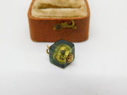 9ct Yellow Gold Green Murano Glass Charm Pendant Vintage c2000