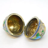 Chinese Export Sterling Silver & Enamel Egg Form Trinket Pendant Vintage