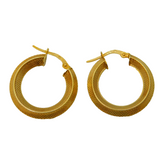 Pair of 9ct Yellow Gold Textured Pattern Hoop Earrings Vintage c1980s