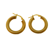 Pair of 9ct Yellow Gold Textured Pattern Hoop Earrings Vintage c1980s