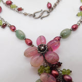Sterling Silver Quartz & Simulated Pearl Dress Necklace Vintage c1990 44cm