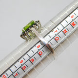 Sterling Silver Peridot & Black Crystal Cluster Dress Ring Vintage c1990 Size P