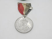 King George VI White Metal Coronation Medal & Ribbon Antique 1937