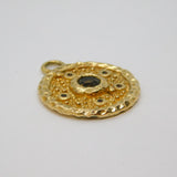 Italian Sterling Silver Gilt Smoky Quartz & Garnet Charm Pendant Modern c2000s