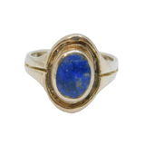 Sterling Silver Oval Sodalite Studio Style Dress Ring Vintage c1970 Size M 1/2