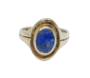 Sterling Silver Oval Sodalite Studio Style Dress Ring Vintage c1970 Size M 1/2