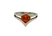 Sterling Silver Baltic Amber Wishbone Studio Style Ring Vintage c1970 Size N 1/2