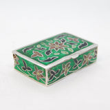 20th Century Sterling Silver & Colourful Enamel Pill Box Antique c1940s