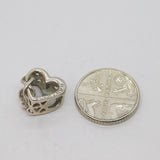 Sterling Silver "Love You Mum" Patterned Heart Shape Charm Bead Vintage c2000