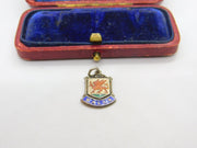Sterling Silver and Enamel 'Wales' Travel Shield Charm Vintage c1970