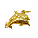 9ct Yellow Gold Pair of Dolphin Charm or Pendant Vintage c1970