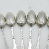 George II Set of Sterling Silver Green Man Picture Back Teaspoons Antique c1750