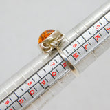 Sterling Silver Round Baltic Amber Studio Style Ring Modern c1990 Size M 1/2