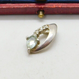 Sterling Silver Topaz & Diamond Drop Charm Pendant Vintage c1970