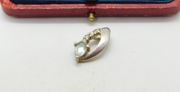 Sterling Silver Topaz & Diamond Drop Charm Pendant Vintage c1970