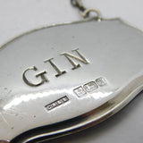 Sterling Silver Gin Decanter Label Vintage 1984 Birmingham