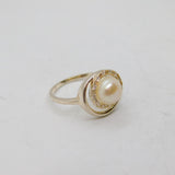 Sterling Silver Pearl & Spinel Spiral Form Dress Ring Contemporary c1990 Size L