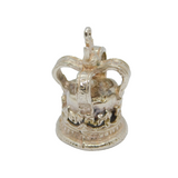 Sterling Silver Large Ornate Crown Charm Pendant Vintage c1970