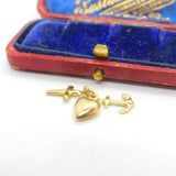 Faith, Hope and Charity 9ct Yellow Gold Charm Pendant Vintage c1970