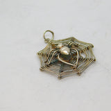Sterling Silver Spider In A Web Charm Pendant Vintage c1970s