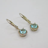 Pair of Sterling Silver Blue & White Topaz Leverback Drop Earrings Modern c1990