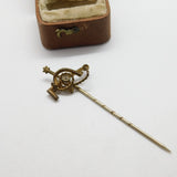 Victorian Gilt Metal Riding Crop & Spurs Good Luck Stick Pin c1860 Antique