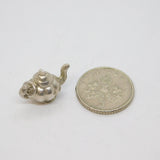 Sterling Silver Patterned Teapot Charm Pendant Vintage c1970