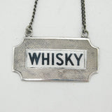 Sterling Silver & Enamel 'Whisky' Decanter Label Vintage 1953 Birmingham