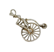 Sterling Silver Pennyfarthing Bicycle Large Charm Pendant Vintage c1970s