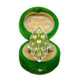 Sterling Silver 9 Faceted Peridot Statement Ring Vintage c1970 Size M 1/2