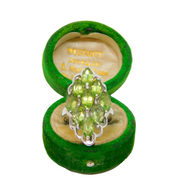 Sterling Silver 9 Faceted Peridot Statement Ring Vintage c1970 Size M 1/2