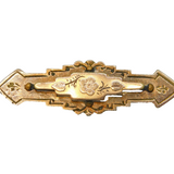 Edwardian Gold Fronted Floral Pattern Sweetheart Brooch Antique c1910