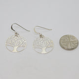 Pair of Sterling Silver Tree Of Life Round Dangly Earrings Contemporary c2010