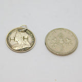 Sterling Silver Victorian Threepence Stamped "H. H" Charm Pendant Antique 1899