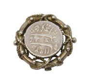 19th Century Ottoman Coin Set Dress Button Brooch Antique c1890s
