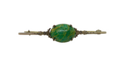 Sterling Silver Cabochon Green Hardstone Art Deco Bar Brooch Antique c1920's