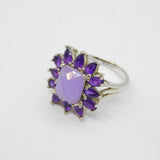 Sterling Silver Clean & Rough Cut Amethyst Dress Ring Vintage c1970 Size R 1/2