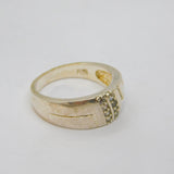 Sterling Silver Spinel Set Stripe Pattern Dress Band Ring Vintage c1970 Size P
