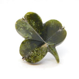 19th Century Irish Sterling Silver & Connemara Marble Shamrock Brooch Antique