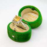 Sterling Silver Yellow & Clear Crystal Dress Ring Vintage c1970 Size L 1/2