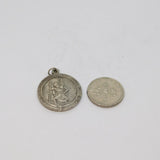 Sterling Silver Round St Christopher Travel Charm Pendant Vintage c1970