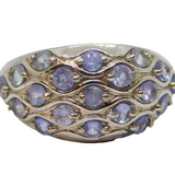 Sterling Silver Multi-Stone Iolite Dress Ring Vintage c1970 Size N 1/2