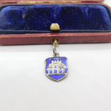 Sterling Silver & Enamel Bombay Shield Charm Pendant Vintage c1970