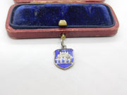 Sterling Silver & Enamel Bombay Shield Charm Pendant Vintage c1970