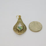 Sterling Silver Eastern Style Shell Heart Peardrop Charm Pendant Vintage c1970s