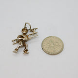 Sterling Silver Novelty Man With Ladder & Cat Charm Pendant Vintage c1970s